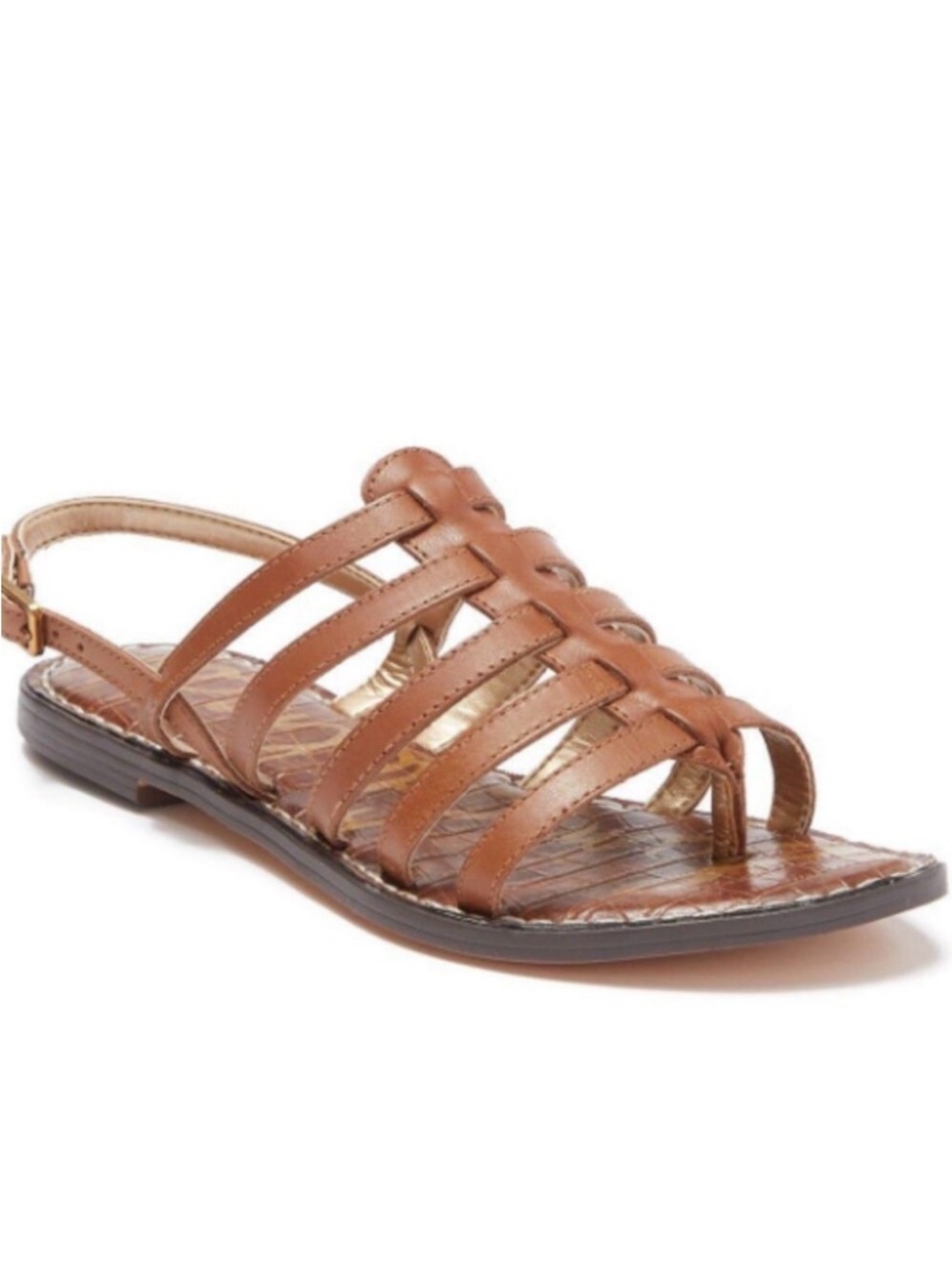 Sam Edelman Garland Strappy Flat Sandals in Cognac, sz 7